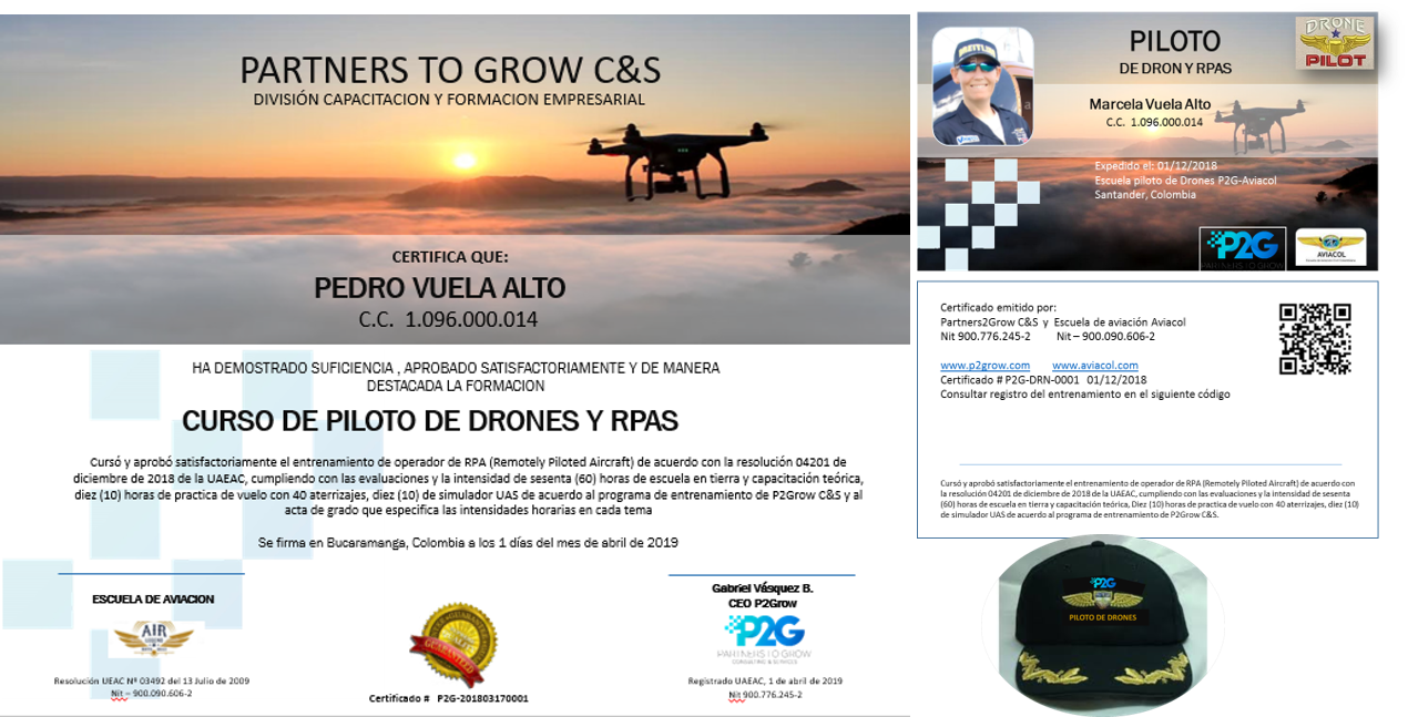 Curso de piloto remoto de Drones Portafolio Partners 2 Grow